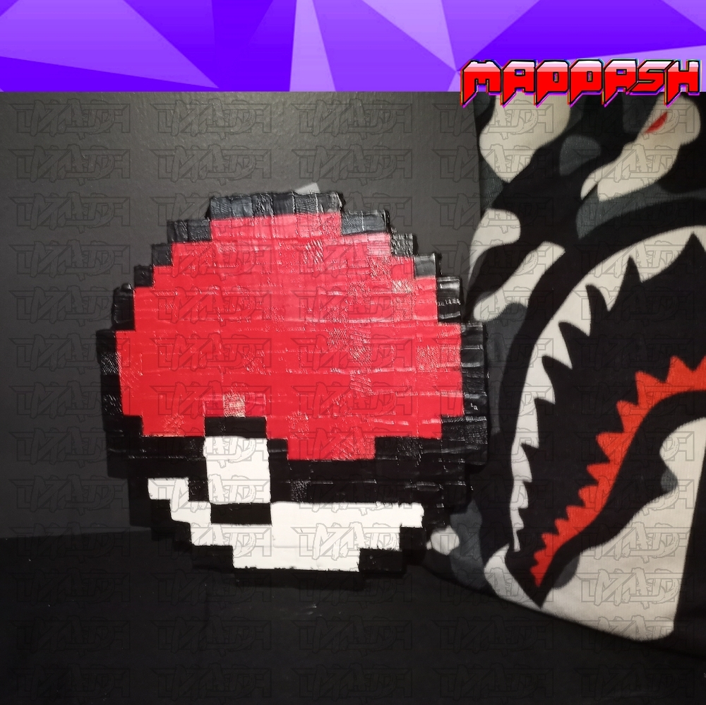 Pokemon Pokeball Wood 8 Bit Pixel Wall Decor